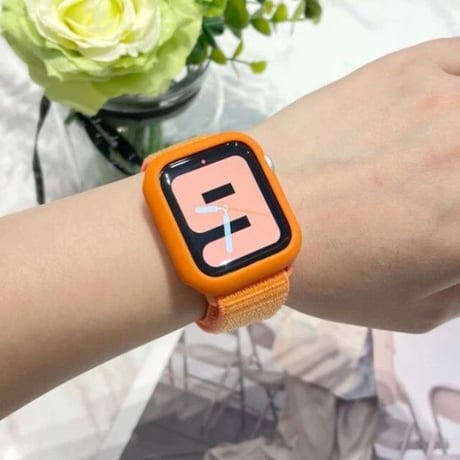 [MO140-2] ★Apple Watch belt 38mm/41mm/42mm/40mm/44mm/45mm★ アップルウォッチ バンパーケース+ナイロンベルト セット ループ 縁取り 軽量