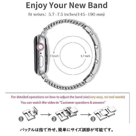 [MO143] ★Apple Watch belt 38mm/41mm/42mm/40mm/44mm/45mm★ アップルウォッチ バンパーケース+替えベルト セット ブレスレット チェーン メタル