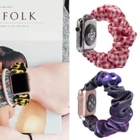 [MO113-1] ★Apple Watch belt 38mm/41mm/42mm/40mm/44mm/45mm★ アップルウォッチ 替えベルト シュシュバンド 総柄 花柄 ギンガム ストライプ