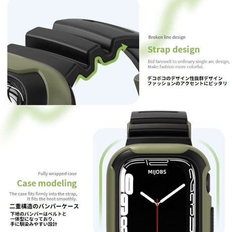 [MO231] ★Apple Watch belt 40mm/41㎜/44mm/45mm ★ アップルウォッチ バンパーバンド一体型 二重バンパー バイカラー TPU スポーティー