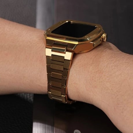 [MO034] ★Apple Watch belt 44mm/45mm★ アップルウォッチ バンパーケース+替えベルト セット ステンレス フルメタル 高見え シンプル