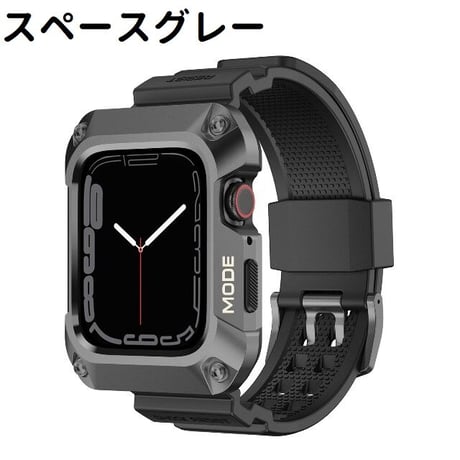 [MO204] ★Apple Watch belt 44mm/45mm★ アップルウォッチ バンパーバンド一体型 TPUベルト ステンレススチールバンパー プロテクター 耐衝撃 スポーティー