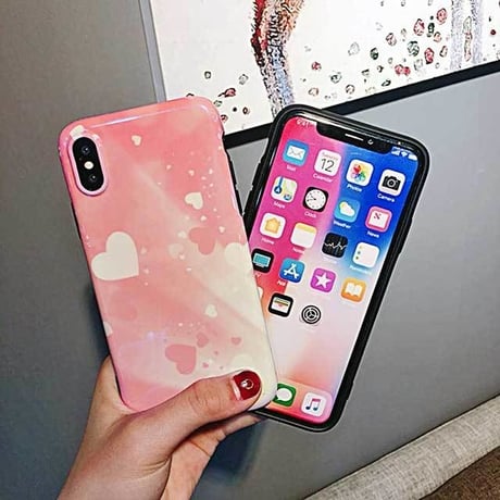 [MD447] ★ iPhone 6 / 6s / 6Plus / 6sPlus / 7 / 7Plus / 8 / 8Plus / X ★ シェルカバー ケース ハート パステル 可愛い フェミニン