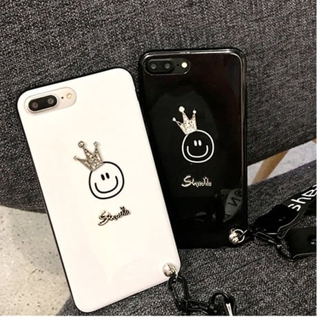 [NW365] ★ iPhone 6 / 6s / 6Plus / 6sPlus / 7 / 7Plus / 8 / 8Plus ★ シェルカバー ケース クラウン スマイル マーク ニコちゃん