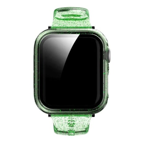 [MO106] ★Apple Watch belt 38mm/42mm/40mm/44mm★ アップルウォッチ バンパーケース+替えベルト セット キラキラ ラメ クリアストラップ シリコン