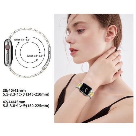 [MO205] ★Apple Watch belt 38mm/41mm/42mm/40mm/44mm/45mm ★ アップルウォッチ 替えベルト メタリック ステンレススチール 調節ツール付き
