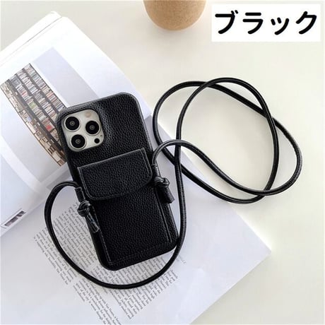 [MO180] ★iPhone7/8/SE(第2.3世代)/12/13/Pro/Pro Max/mini★ iPhoneケース ショルダー ストラップ シェル型  型押しレザー カード収納 大人可愛い