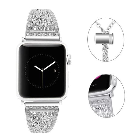 [MO104] ★Apple Watch belt 38mm/41mm/42mm/40mm/44mm/45mm★ アップルウォッチ 替えベルト 高見え ブレスレット ラインストーン クローバーチャーム