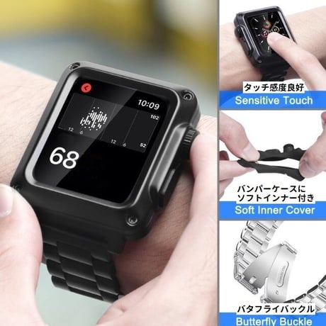 [MO218] ★Apple Watch belt 38mm/42mm/40mm/44mm ★ アップルウォッチ バンパー+替えベルト タイプ選べる メタリック レザー フルメタル ハイブリット