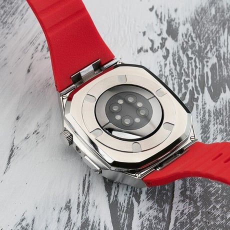 [MO119] ★Apple Watch belt 44mm/45mm★ アップルウォッチ バンパーケース+ラバーベルト セット カラーラインストーン ハイブリッド ステンレススチール