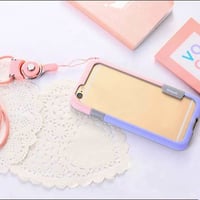 [MD033] ★ iPhone SE / 5 / 5s / 6 / 6s / 6Plus / 6sPlus / 7 / 7Plus / 8 / 8Plus ★ バンパーケース パステル  ストラップ