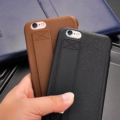 【AO081】★ iPhone6 / 6Plus / 6s / 6sPlus ★ ベルト付き 落下防止 レザー調 iPhoneケース