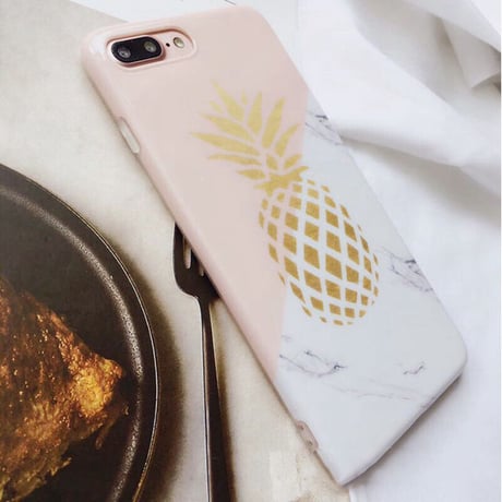 [NW203]  ★ iPhone 6 / 6s / 6Plus / 6sPlus / 7 / 7Plus / 8 / 8Plus ★ シェルカバー ケース 大理石 パターン パイナップル