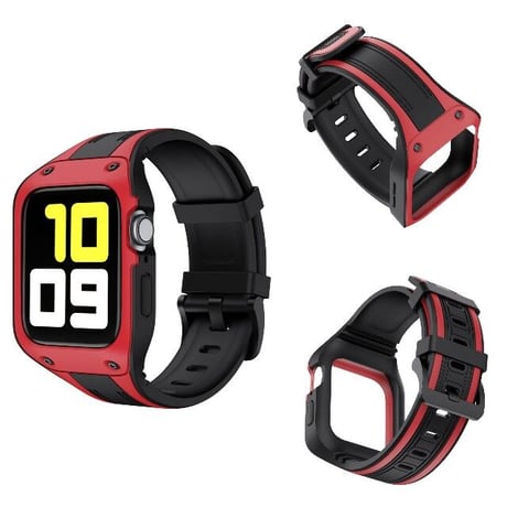 [MO147] ★Apple Watch belt 42mm/44mm★ アップルウォッチ 替えベルト シリコン バンパーバンド一体型 高見え バイカラー