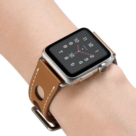 [MO130] ★Apple Watch belt 38mm/42mm/40mm/44mm★ アップルウォッチ 替えベルト レザー センターパンチング エンボス加工 スムース
