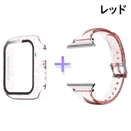[MO106] ★Apple Watch belt 38mm/42mm/40mm/44mm★ アップルウォッチ バンパーケース+替えベルト セット キラキラ ラメ クリアストラップ シリコン