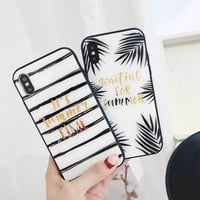 [MD400] ★ iPhone 6 / 6s / 6Plus / 6sPlus / 7 / 7Plus / 8 / 8Plus / X ★ シェルカバー ケース ボタニカル モノトーン お洒落