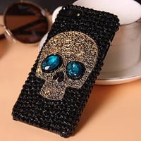 [MD361] ★ iPhone 6 / 6s / 6Plus / 6sPlus / 7 / 7Plus / 8 / 8Plus / X ★ シェルカバー ケース スカル ビジュー お洒落 クール