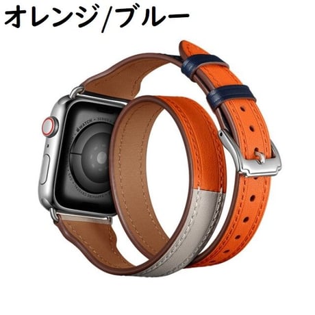 [MO159] ★Apple Watch belt 38mm/42mm/40mm/44mm★ アップルウォッチ 替えベルト レザー ダブルループ 2連 ワンカラー バイカラー