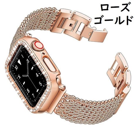 [MO143] ★Apple Watch belt 38mm/41mm/42mm/40mm/44mm/45mm★ アップルウォッチ バンパーケース+替えベルト セット ブレスレット チェーン メタル