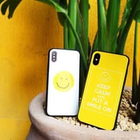 [MD448] ★ iPhone 6 / 6s / 6Plus / 6sPlus / 7 / 7Plus / 8 / 8Plus / X ★ シェルカバー ケース スマイル 可愛い イエロー