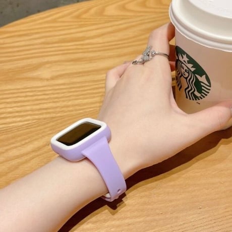 [MO214] ★Apple Watch belt 38mm/41mm/42mm/40mm/44mm/45mm ★ アップルウォッチ バンパーバンド一体型 シリコン バイカラー ビビッドカラー 防水