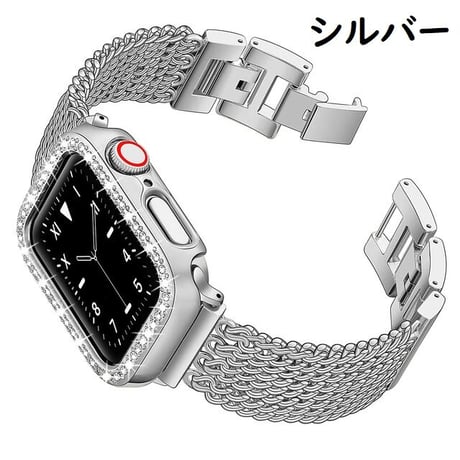 [MO143] ★Apple Watch belt 38mm/41mm/42mm/40mm/44mm/45mm★ アップルウォッチ バンパーケース+替えベルト セット ブレスレット チェーン メタル