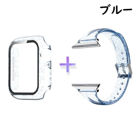 [MO106] ★Apple Watch belt 38mm/42mm/40mm/44mm★ アップルウォッチ バンパーケース+替えベルト セット キラキラ ラメ クリアストラップ シリコン