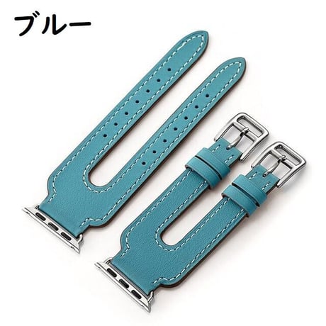 [MO131] ★Apple Watch belt 38mm/42mm/40mm/44mm★ アップルウォッチ 替えベルト 2連レザー ダブルベルト 幅広 ワイド ステッチ