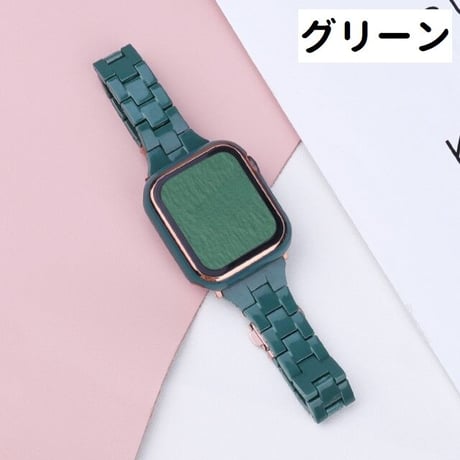 [MO227] ★Apple Watch belt 38mm/40mm/41mm/42㎜/44mm/45mm ★ アップルウォッチ セット レジン 軽量 メタルバックル 細ベルト 華奢見え