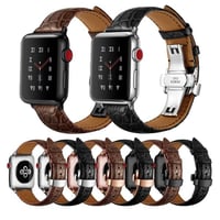 [MO156] ★Apple Watch belt 38mm/42mm/40mm/44mm★ アップルウォッチ 替えベルト レザー クロコダイル型 高級感 通勤 通学