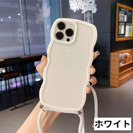 [MO185] ★iPhone7/8/SE(第2.3世代)/12/13/Pro/Pro Max/mini★ iPhoneケース ショルダー シェル型 モコモコ クリア 縁取り パステルカラー