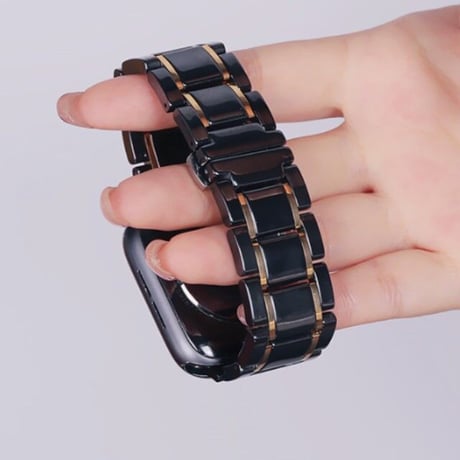 [MO076] ★Apple Watch belt 38mm/40mm/41mm/42mm/44mm/45mm★ アップルウォッチ 替えベルト セラミック メタルライン ブラック