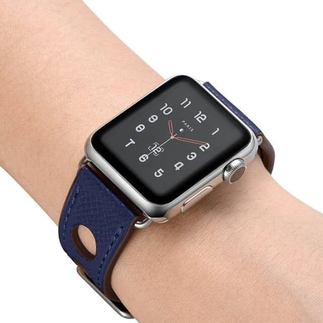 [MO130] ★Apple Watch belt 38mm/42mm/40mm/44mm★ アップルウォッチ 替えベルト レザー センターパンチング エンボス加工 スムース