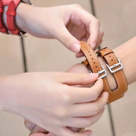 [MO131] ★Apple Watch belt 38mm/42mm/40mm/44mm★ アップルウォッチ 替えベルト 2連レザー ダブルベルト 幅広 ワイド ステッチ
