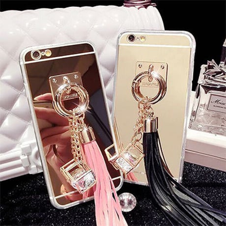 【AO126】★ iPhone6 / 6Plus / 6s / 6sPlus / 7 / 7Plus ★ きらきらストーンビジュー チャーム付 iPhoneケース