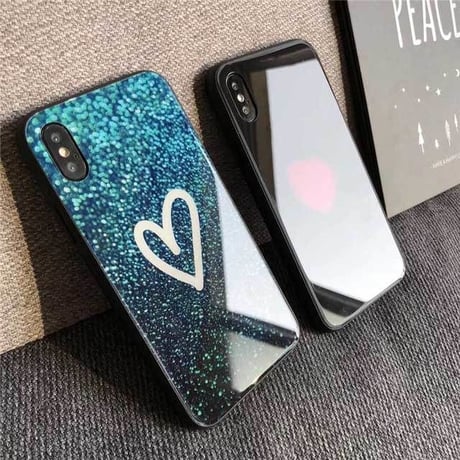 [MD401] ★ iPhone 6 / 6s / 6Plus / 6sPlus / 7 / 7Plus / 8 / 8Plus / X ★ シェルカバー ケース ハート グリッター シンプル