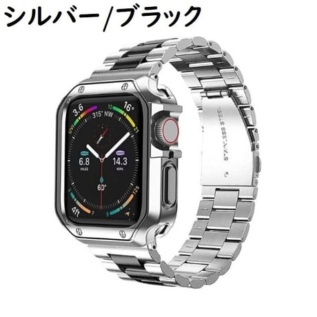 [MO074] ★Apple Watch belt 38mm/40mm/41mm/42mm/44mm/45mm★ アップルウォッチ TPUバンパーケース+ステンレスベルト ラインアクセント ワンカラー