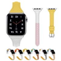[MO237] ★Apple Watch belt 38mm/40mm/42mm/44mm ★ アップルウォッチ 替えベルト パステルカラー バイカラー レザー 細ベルト 華奢見え