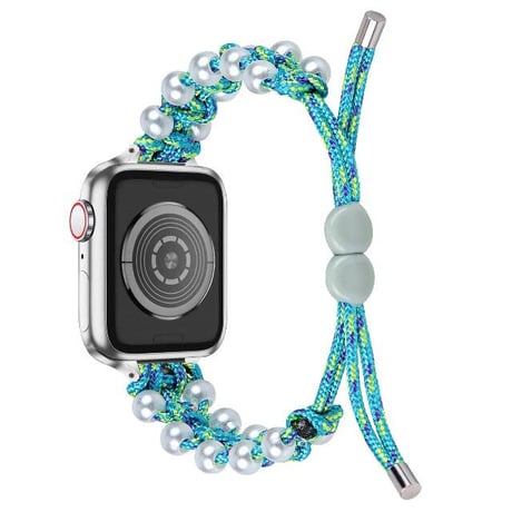 [MO226] ★Apple Watch belt 38mm/40mm/41mm/42㎜/44mm/45mm ★ アップルウォッチ 替えベルト ロープ編み パールビーズ ワンカラー ミックスカラー