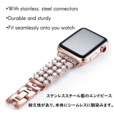[MO123] ★Apple Watch belt 38mm/41mm/42mm/40mm/44mm/45mm★ アップルウォッチ 替えベルト 3列ラインストーン ステンレススチール ブレスレット