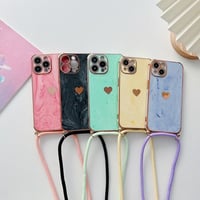 [MO189] ★iPhone7/8/SE(第2.3世代)/12/13/Pro/Pro Max★ iPhoneケース ショルダー シェル型 シリコン ニュアンスデザイン ハート