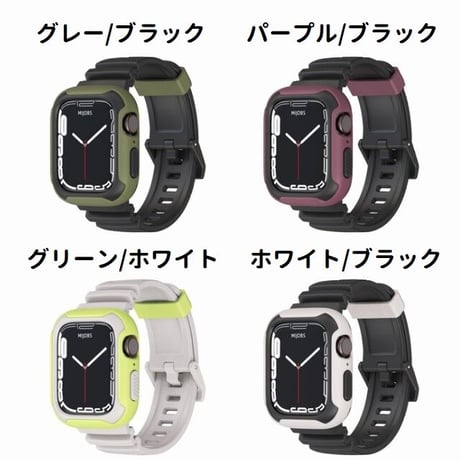 [MO231] ★Apple Watch belt 40mm/41㎜/44mm/45mm ★ アップルウォッチ バンパーバンド一体型 二重バンパー バイカラー TPU スポーティー