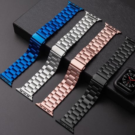 [MO074] ★Apple Watch belt 38mm/40mm/41mm/42mm/44mm/45mm★ アップルウォッチ TPUバンパーケース+ステンレスベルト ラインアクセント ワンカラー