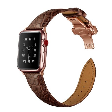 [MO156] ★Apple Watch belt 38mm/42mm/40mm/44mm★ アップルウォッチ 替えベルト レザー クロコダイル型 高級感 通勤 通学