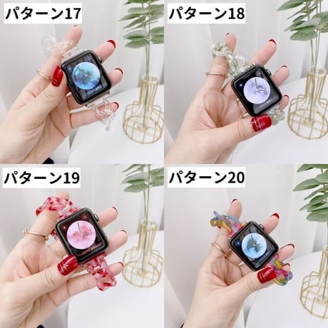[MO244] ★Apple Watch belt 38mm/40mm/41mm/42mm/44mm/45mm ★ アップルウォッチ 替えベルト チェーン 大理石風 ストーン風 ニュアンスカラー