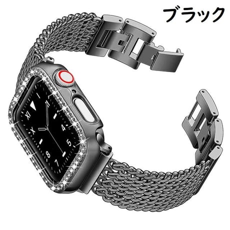[MO143] ★Apple Watch belt 38mm/41mm/42mm/40mm/44mm/45mm★ アップルウォッチ バンパーケース+替えベルト セット ブレスレット チェーン メタル