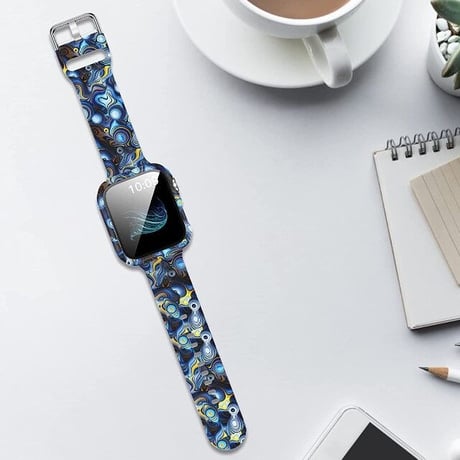 [MO126] ★Apple Watch belt 38mm/42mm/40mm/44mm★ アップルウォッチ バンパーケース+シリコンベルト セット プリント アニマル 花柄