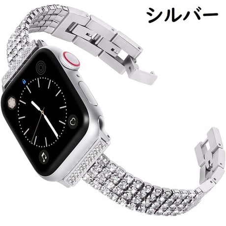 [MO135] ★Apple Watch belt 38mm/41mm/42mm/40mm/44mm/45mm★ アップルウォッチ 替えベルト 4列ラインストーン 切り替え ゴージャス ブレスレット