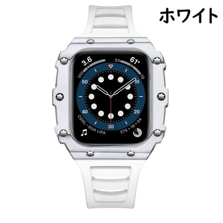 [MO102] ★Apple Watch belt 40mm/41mm/44mm/45mm★ アップルウォッチ バンパーケース+ラバーベルト セット カーボンファイバー ワンカラー ハイブリッド